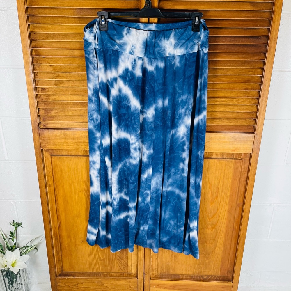 LEEBE rayon spandex blend women’s tie dye maxi skirt Sz XXL EUC